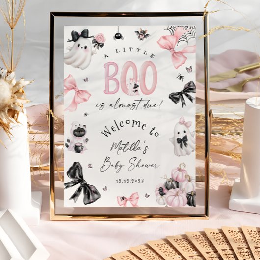 Little Boo Halloween Roze Baby shower Welkom Poster