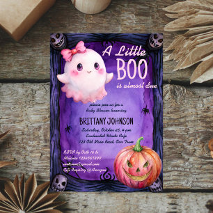Little boo Halloween roze schattig spook baby show Kaart