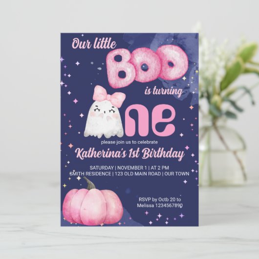 Little boo Halloween schattig meisje geest verjaar Kaart (Staand voorkant)