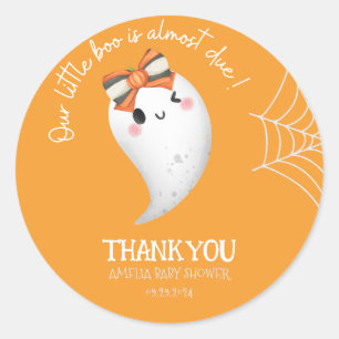 Little Boo Halloween spook oranje baby shower Ronde Sticker