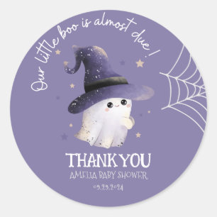Little Boo Halloween spook paarse baby shower Ronde Sticker