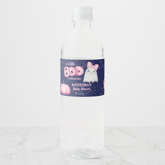 Little boo Halloween spookmeisje baby shower Waterfles Etiket (Voorkant)