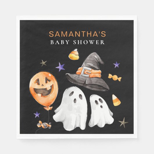 Little Boo Halloween Waterverf Baby shower Servet (Voorkant)