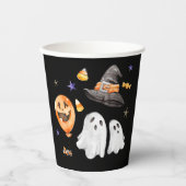 Little Boo Halloween Waterverf Zwart Papieren Bekers (Voorkant)