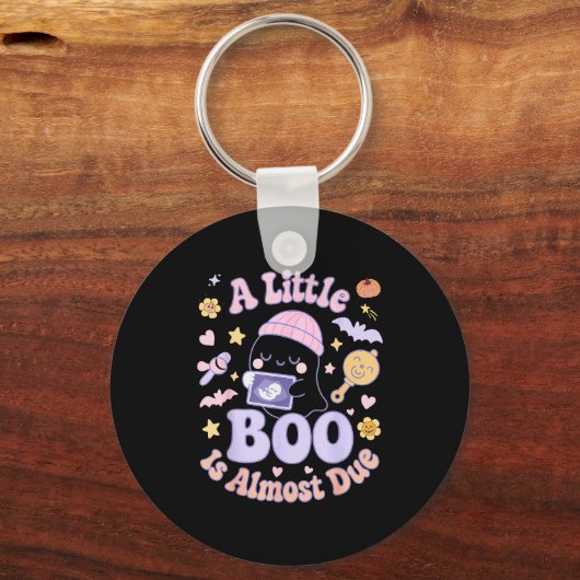 Little Boo Is Almost Due Fun Halloween Cute Pregna Sleutelhanger (Voorkant)