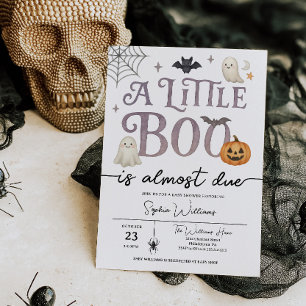 Little Boo is Almost Due Halloween Baby Shower Kaart