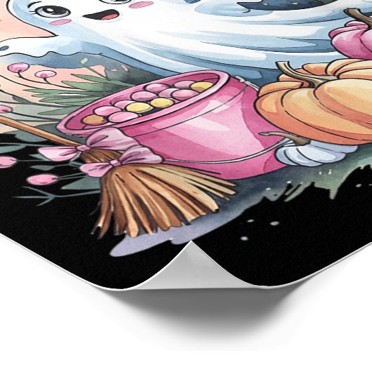 Little Boo Is Almost Due Halloween Theme Girl Baby Poster (Hoek)