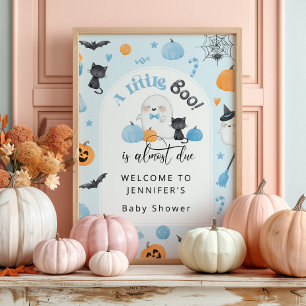 Little boo is bijna Due baby shower blauw welkom Poster