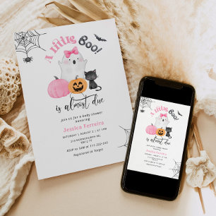 Little Boo is bijna Due roze meisje baby shower Kaart