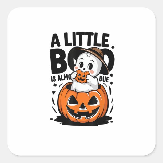 Little Boo is bijna te wijten aan Schattigee Hallo Vierkante Sticker (Voorkant)