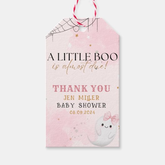 Little boo is bijna te wijten meisje baby shower g cadeaulabel (Voorkant)