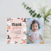 Little Boo is Turning Two Spooky 2nd Bday Photo Bedankkaart (Staand voorkant)
