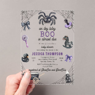 Little Boo Itsy Bitsy Spider Halloween Baby shower Acryl Uitnodigingen