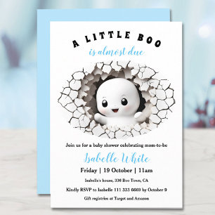 Little Boo Peeking Halloween Boy Baby shower Kaart