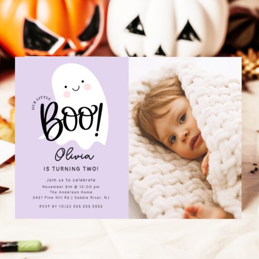 Little Boo Photo Anniversaire Invitation