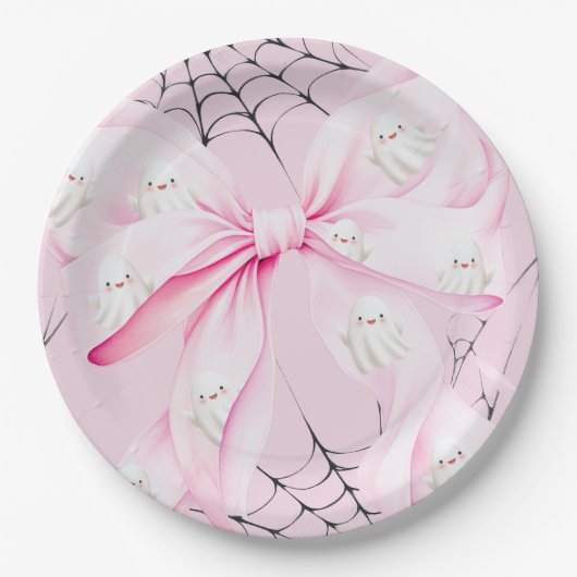 Little Boo PINK Bow Baby shower Papieren Bordje (Voorkant)