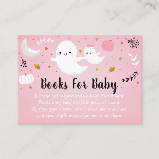 Little Boo Pink Ghost Baby shower Boek Verzoek Informatiekaartje (Voorkant)