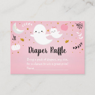 Little Boo Pink Ghost Baby shower Diaper Raffle Informatiekaartje
