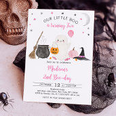 Little Boo Pink Ghost Halloween 2e Verjaardag Kaart