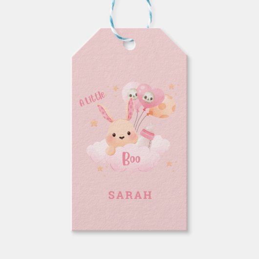 Little Boo Pink Halloween Baby shower Cadeaulabel (Voorkant)