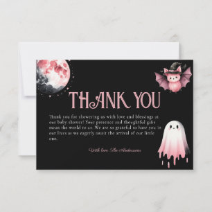 Little Boo Pink Halloween Ghost Baby shower Bedankkaart