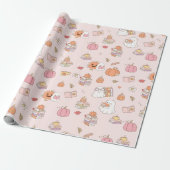 Little Boo Pink Whimsical Books Baby shower Cadeaupapier (Uitgerold)
