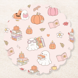 Little Boo Pink Whimsical Books Baby shower Kartonnen Onderzetters