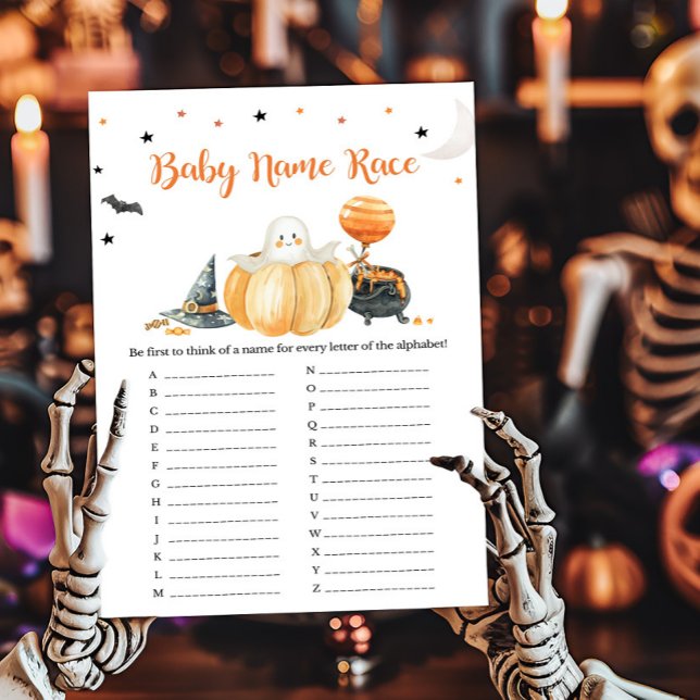 Little Boo Pumpkin Halloween Baby Naam Race Game (Pumpkin Halloween Baby Shower Baby Name Race Game)