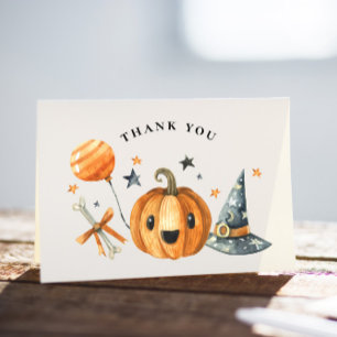 Little Boo Pumpkin Halloween Baby shower Bedankkaart