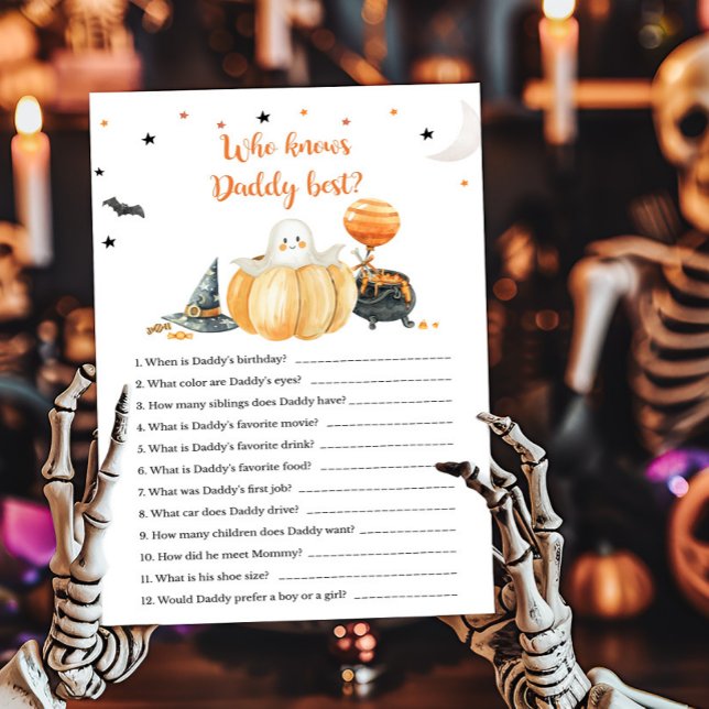Little Boo Pumpkin Wie kent Daddy Best Game (Pumpkin Halloween Baby Shower Who knows Daddy Best Game)