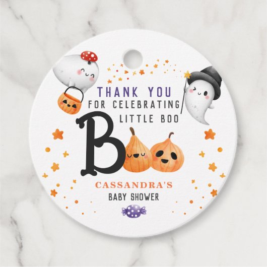 Little Boo Schattige Halloween Baby shower Dank u Bedankjes Labels (Voorkant)