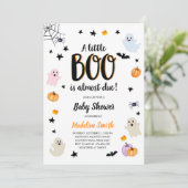 Little Boo Schattige Halloween Schattige Ghost Bab Kaart (Staand voorkant)