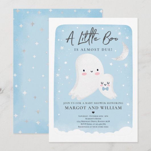 Little Boo Shower Halloween Ghost Baby shower Kaart (Voorkant / Achterkant)