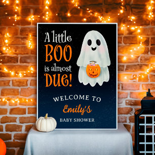 Little boo spookpompoen Halloween baby shower Poster