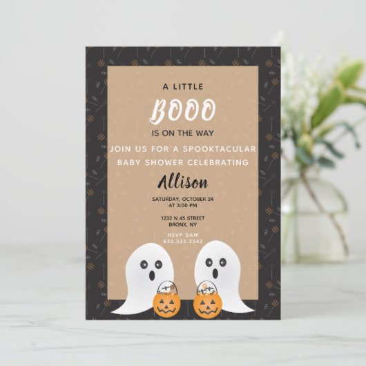 Little Boo Spooktacular Baby shower Ghosts Kaart (Staand voorkant)