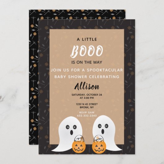 Little Boo Spooktacular Baby shower Ghosts Kaart (Voorkant / Achterkant)
