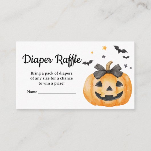 Little Boo Spooky Pumpkin Baby Luier Raffle Informatiekaartje (Voorkant)