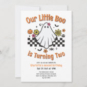 Little Boo Turning Twee Retro Ghost 2e Verjaardag Kaart (Voorkant)
