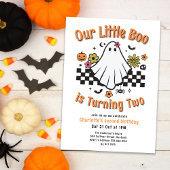 Little Boo Turning Twee Retro Ghost 2e Verjaardag Kaart