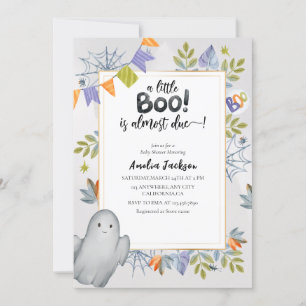 Little boo waterverf spooky ghost Baby shower Kaart