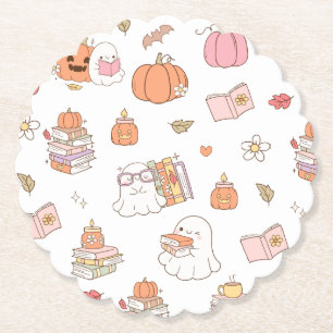 Little Boo White Whimsical Books Baby shower Kartonnen Onderzetters