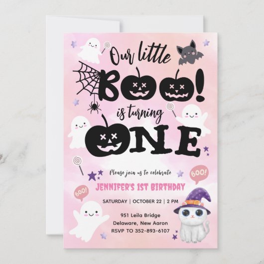 Little Boo wordt er een | Halloween 1e verjaardag Kaart (Voorkant)