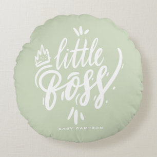 Little Boss Quote Moderne kalligrafie Mint Green Rond Kussen