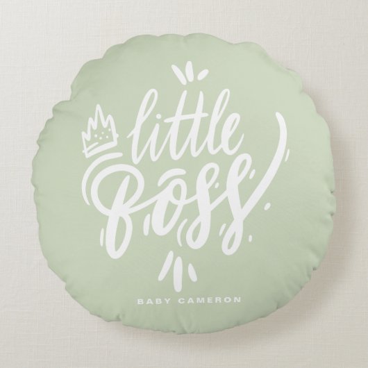 Little Boss Quote Moderne kalligrafie Mint Green Rond Kussen (Voorkant)