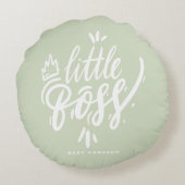 Little Boss Quote Moderne kalligrafie Mint Green Rond Kussen (Achterkant)
