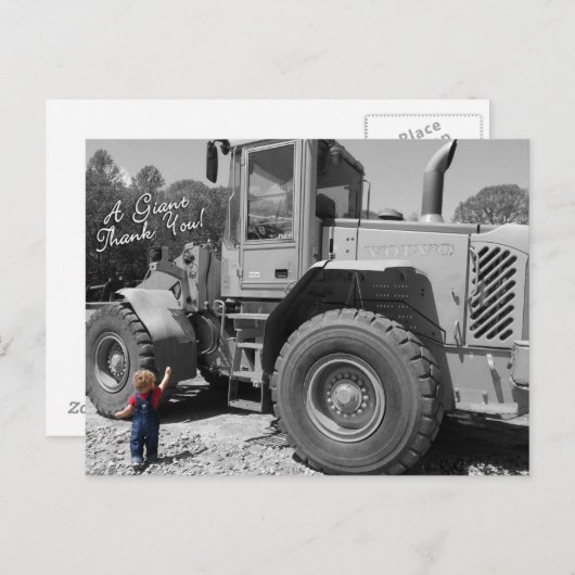Little Boy and a Tractor Thank You Postcard Briefkaart (Voorkant / Achterkant)