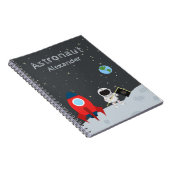 Little Boy Astronaut on Moon, First Name Space Notitieboek (Rechterzijde)