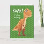 Little Boy Birthday T Rex Roar with Polka Dots Kaart (Voorkant)