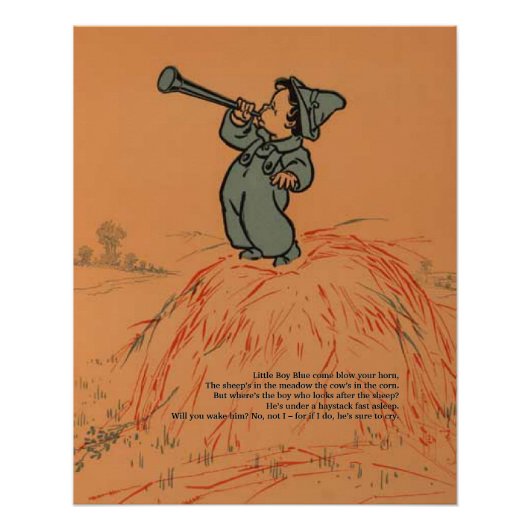 Little Boy Blue Blow Your Horn Nursery Rhyme Perfect Poster (Voorkant)
