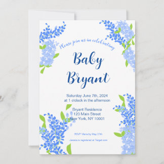 Little Boy Blue Floral Baby shower Uitnodiging